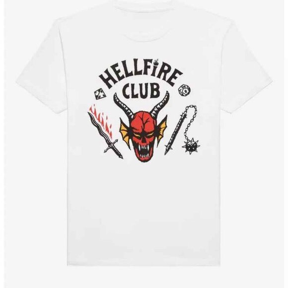 Retired! Stranger Things Hellfire Club White T-Shirt - Picture 1 of 2